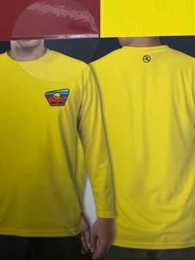 Men's Long Sleeve Performance Shirt in Yellow with Chest Patch
